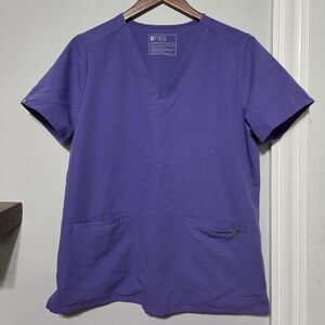 Figs Casma Three-Pocket Purple Medical Scrub Top Women's Size Medium